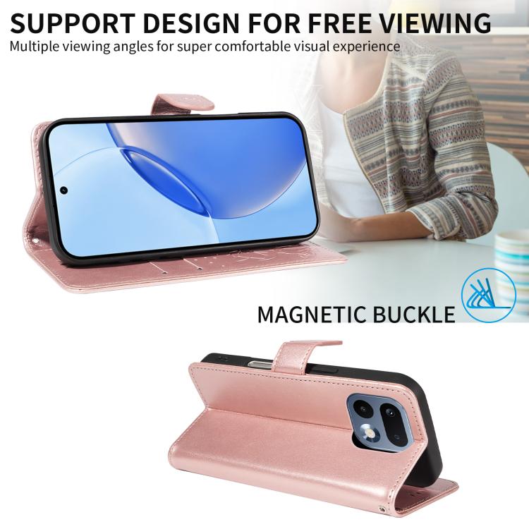 For Realme 16 Pro 5G Cat and Bee Embossed Flip Leather Phone Case