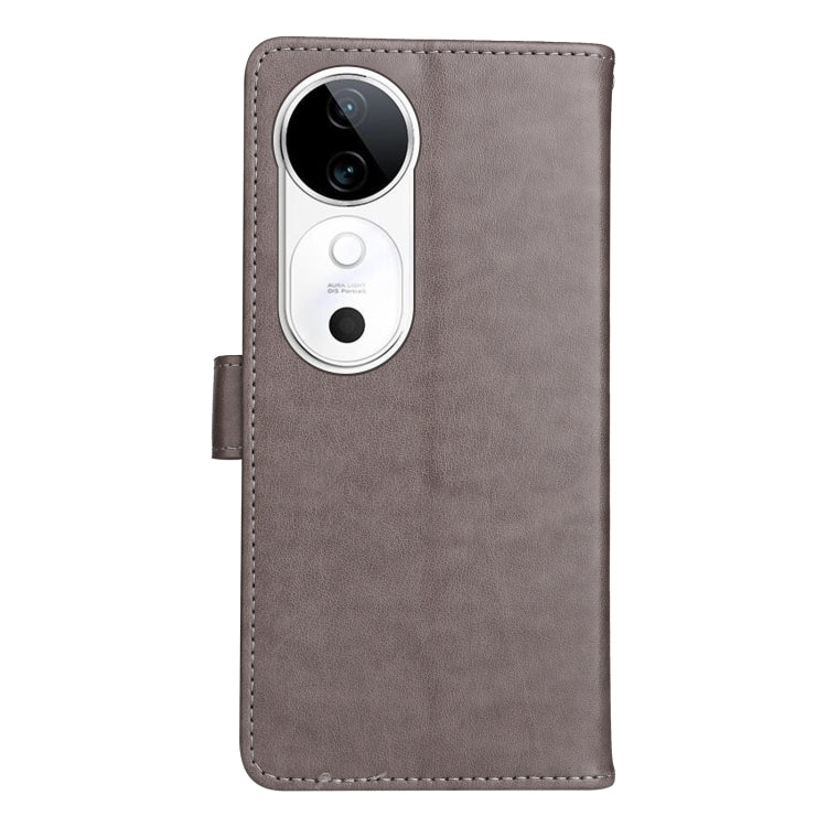 For vivo V40 5G Cat and Bee Embossed Flip Leather Phone Case