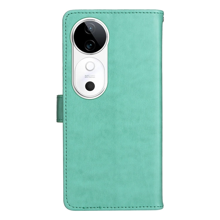 For vivo V40 5G Cat and Bee Embossed Flip Leather Phone Case