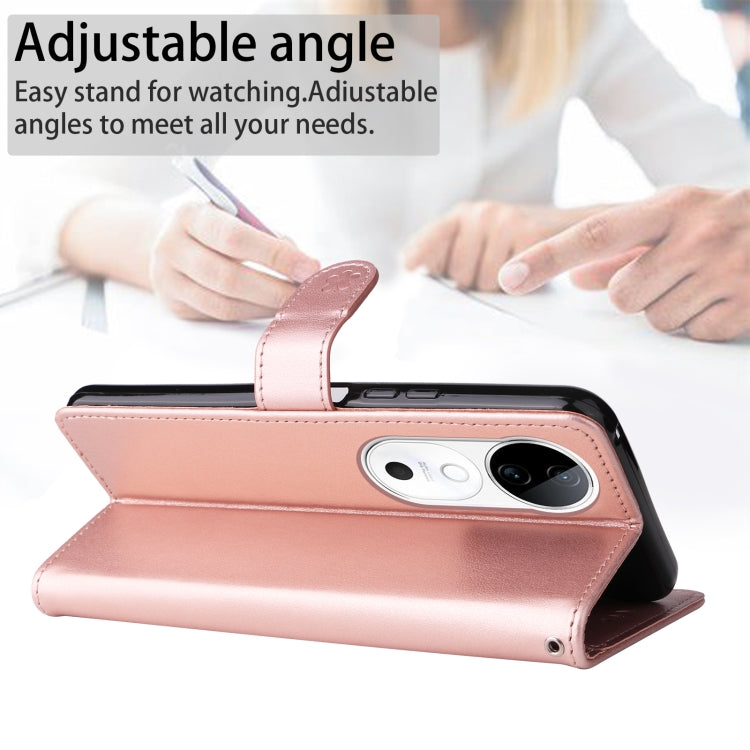For vivo V40 5G Cat and Bee Embossed Flip Leather Phone Case