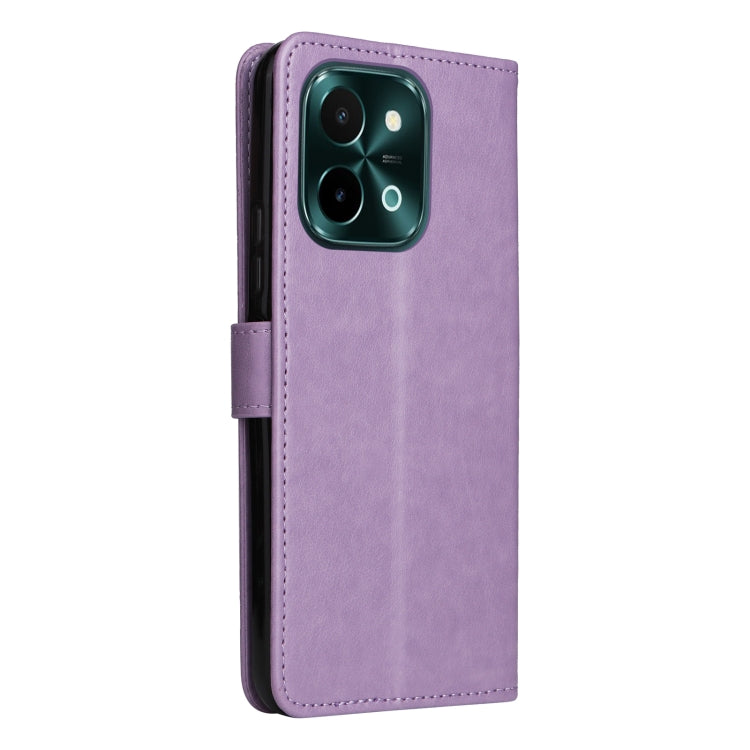 For vivo Y28 4G Cat and Bee Embossed Flip Leather Phone Case