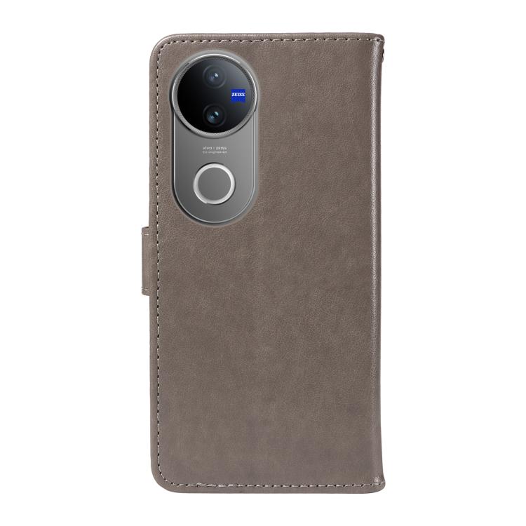 For vivo V50 5G Global Cat and Bee Embossed Flip Leather Phone Case
