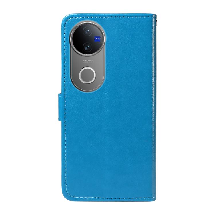 For vivo V50 5G Global Cat and Bee Embossed Flip Leather Phone Case