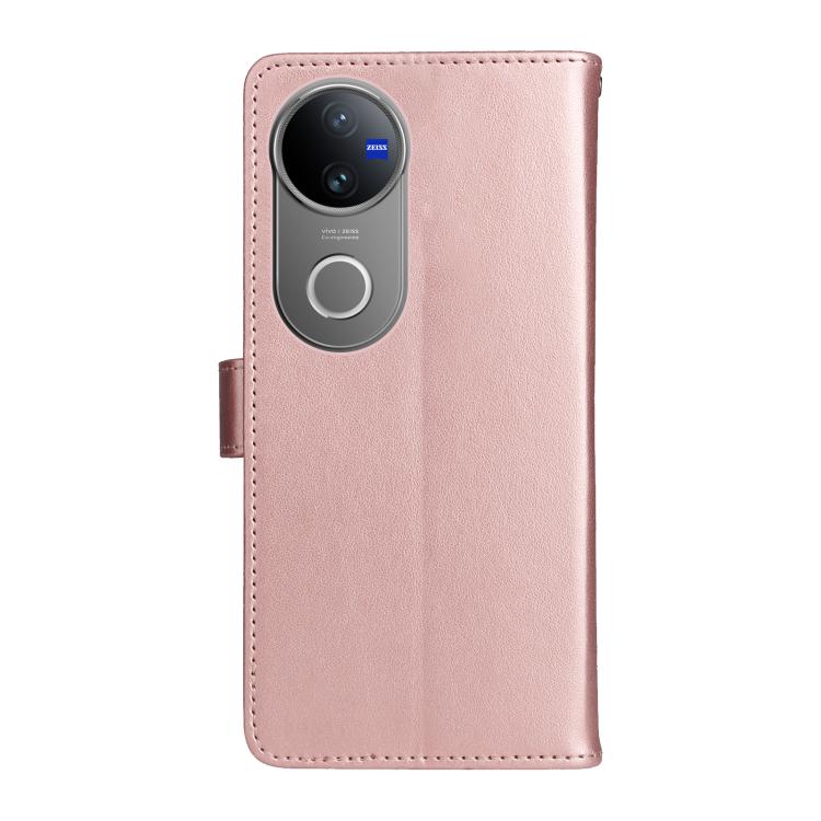 For vivo V50 5G Global Cat and Bee Embossed Flip Leather Phone Case