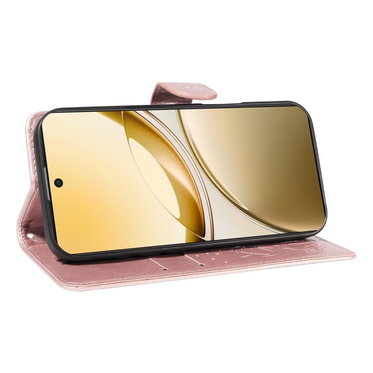 For vivo V50 5G Global Cat and Bee Embossed Flip Leather Phone Case