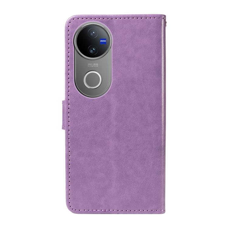 For vivo V50 5G Global Cat and Bee Embossed Flip Leather Phone Case