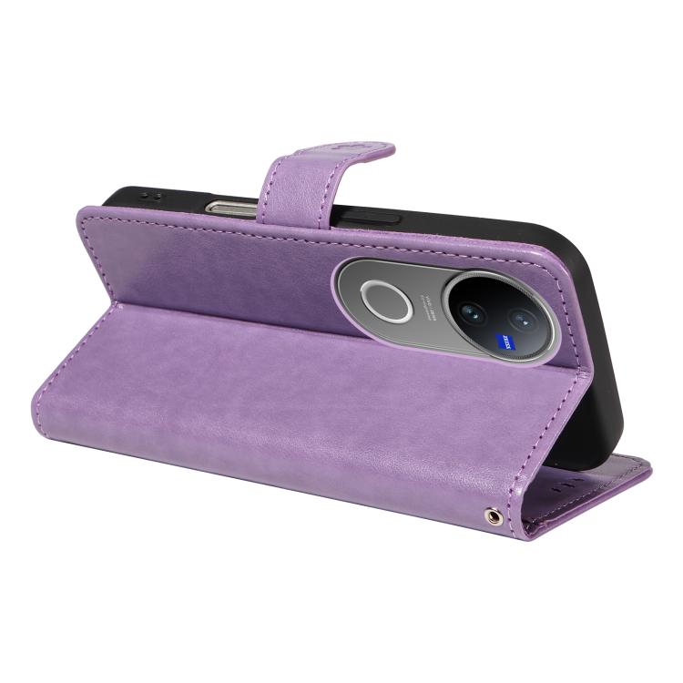 For vivo V50 5G Global Cat and Bee Embossed Flip Leather Phone Case