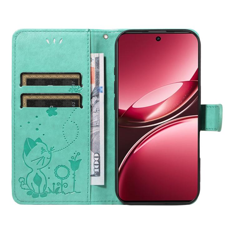 For vivo V50 Lite 5G Global Cat and Bee Embossed Flip Leather Phone Case