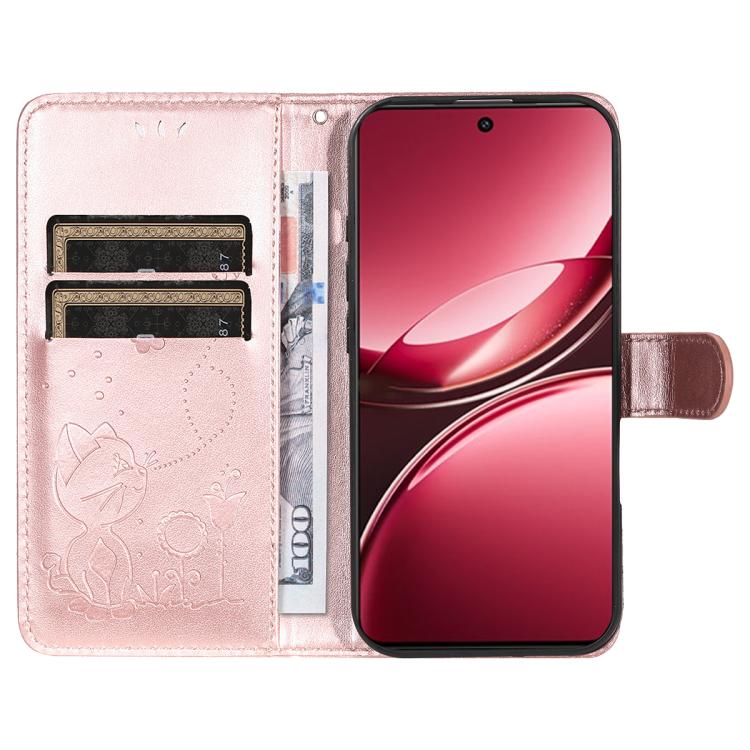 For vivo V50 Lite 5G Global Cat and Bee Embossed Flip Leather Phone Case