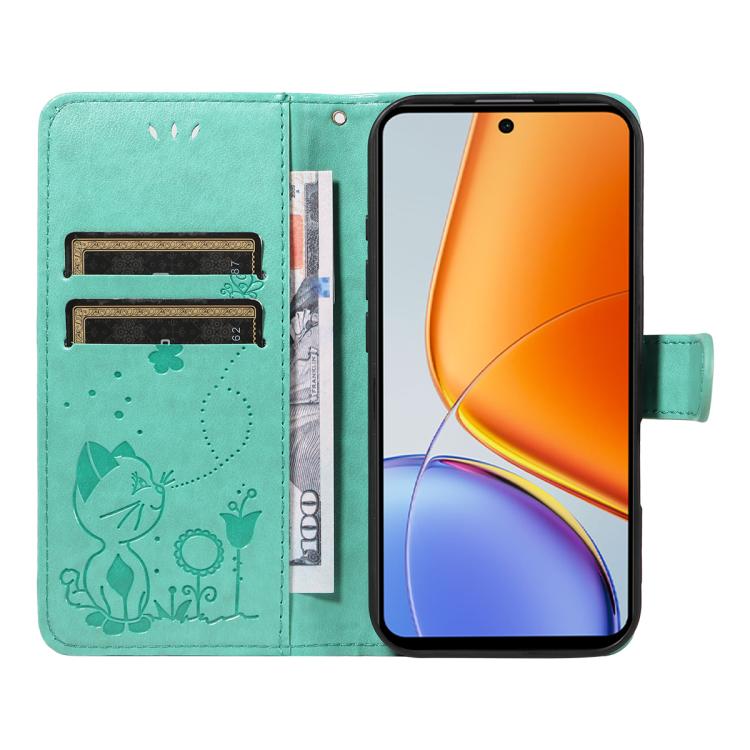 For vivo Y39 5G Global Cat and Bee Embossed Flip Leather Phone Case