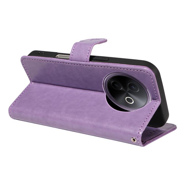 For vivo Y39 5G Global Cat and Bee Embossed Flip Leather Phone Case