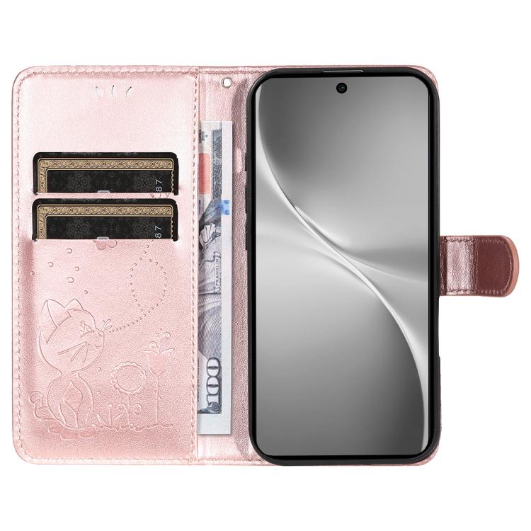 For vivo V60 5G Cat and Bee Embossed Flip Leather Phone Case
