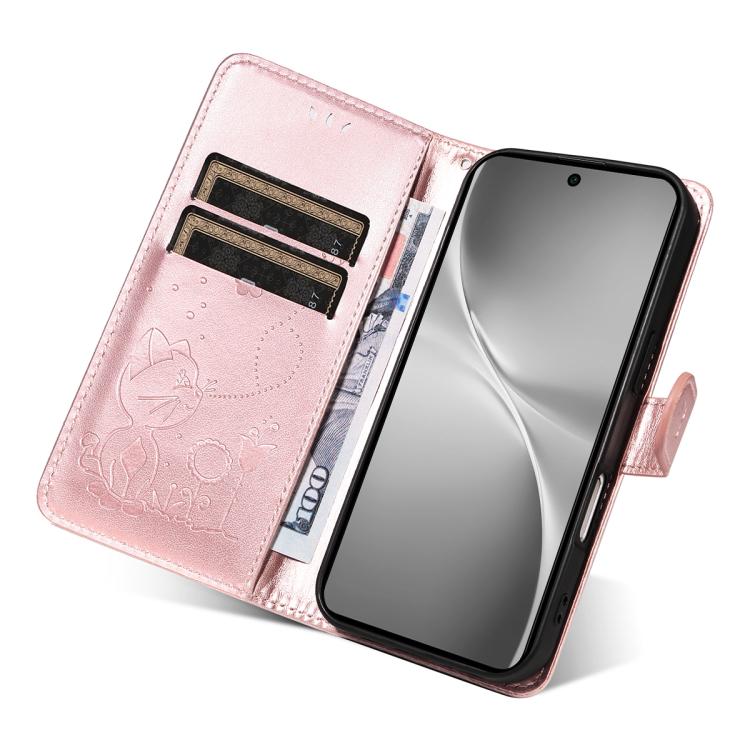 For vivo V60 5G Cat and Bee Embossed Flip Leather Phone Case
