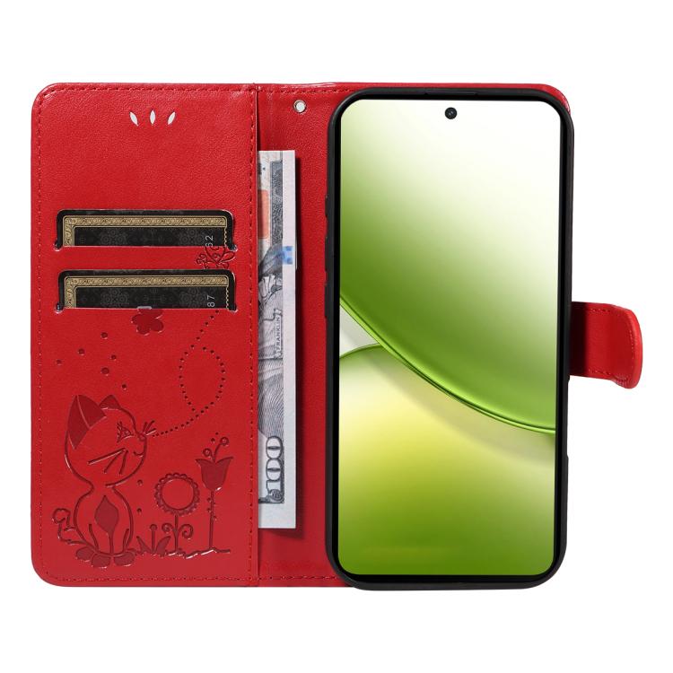 For vivo Y400 5G Cat and Bee Embossed Flip Leather Phone Case