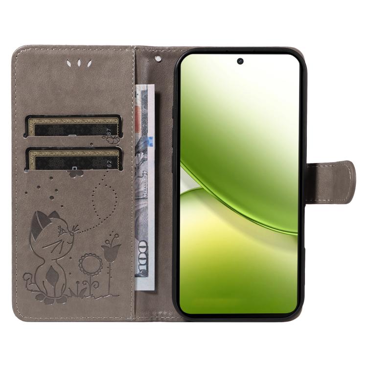 For vivo Y400 5G Cat and Bee Embossed Flip Leather Phone Case