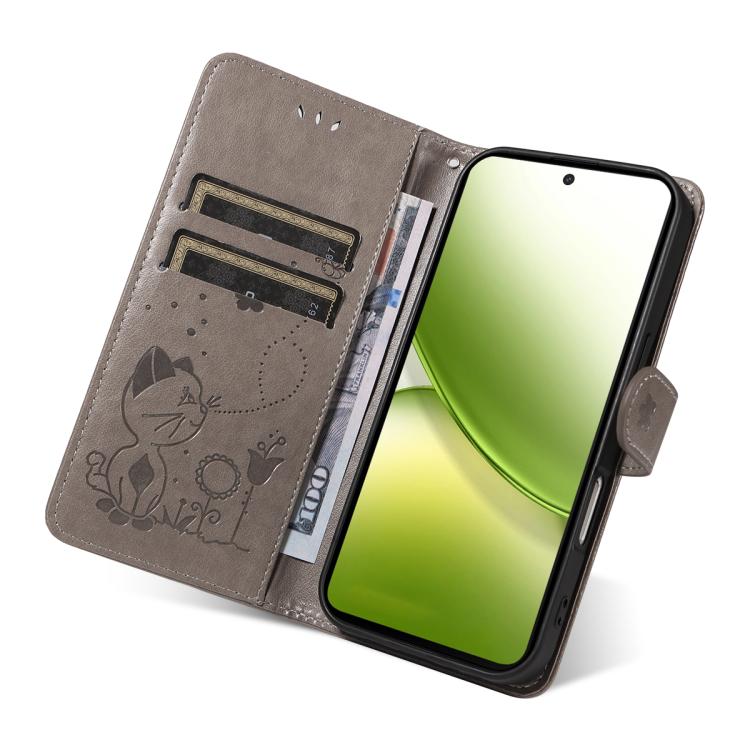 For vivo Y400 5G Cat and Bee Embossed Flip Leather Phone Case