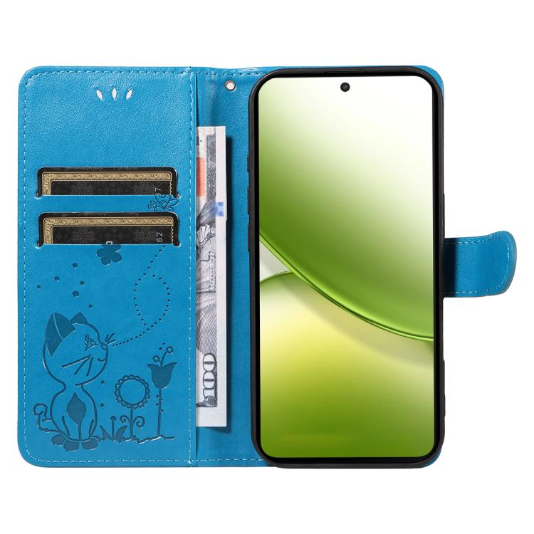 For vivo Y400 5G Cat and Bee Embossed Flip Leather Phone Case