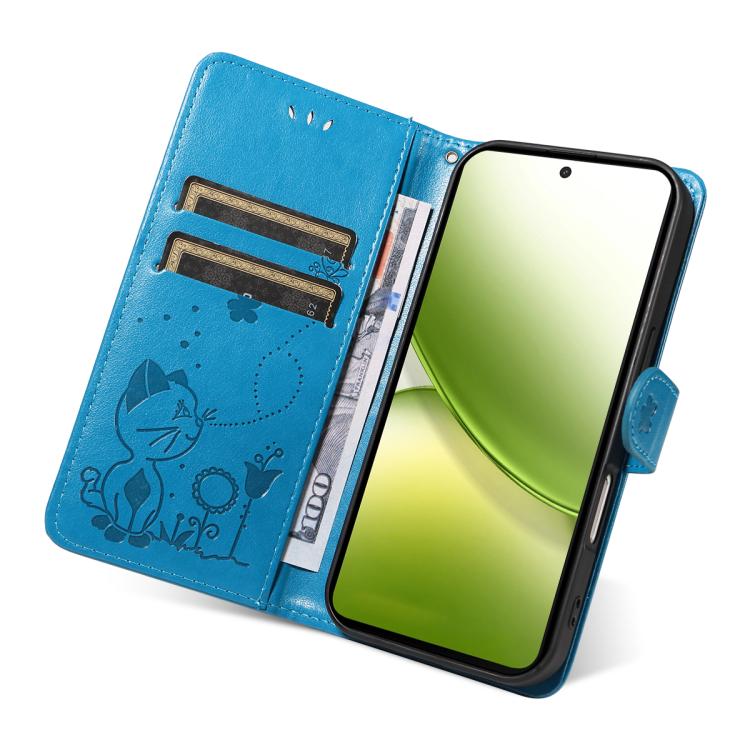 For vivo Y400 5G Cat and Bee Embossed Flip Leather Phone Case