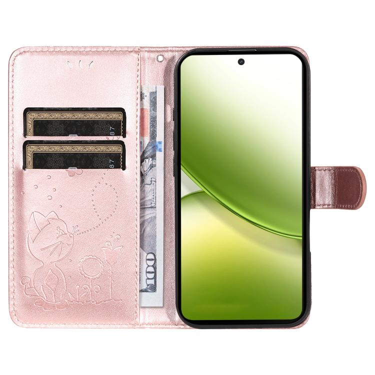 For vivo Y400 5G Cat and Bee Embossed Flip Leather Phone Case