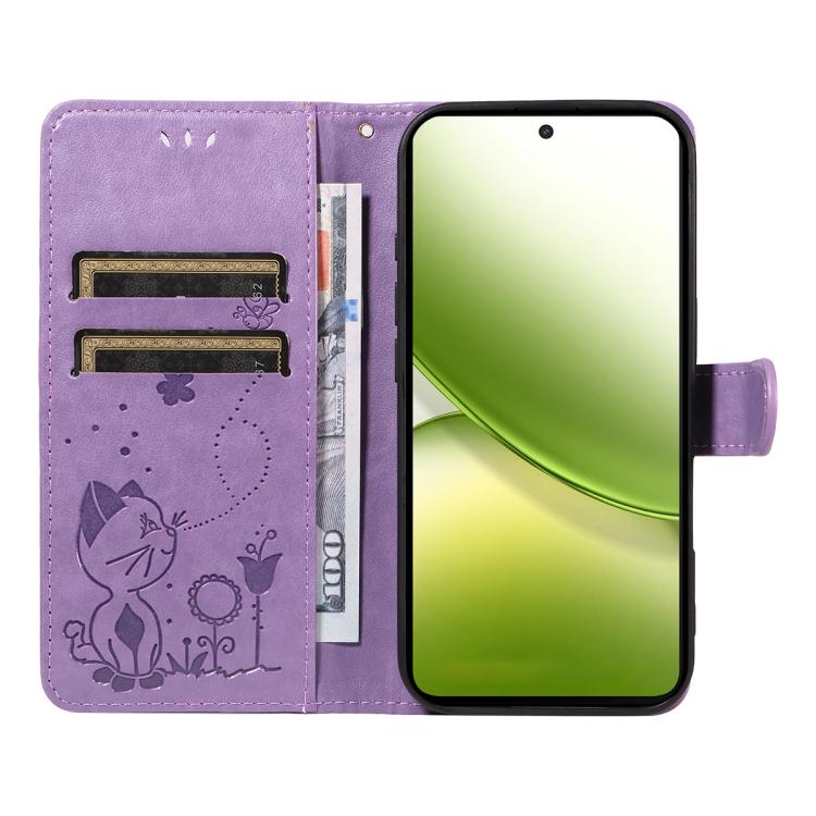 For vivo Y400 5G Cat and Bee Embossed Flip Leather Phone Case