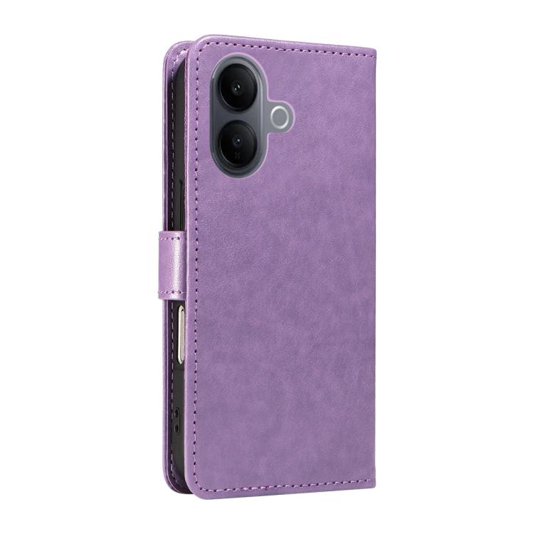For vivo V60 Lite 4G Cat and Bee Embossed Flip Leather Phone Case