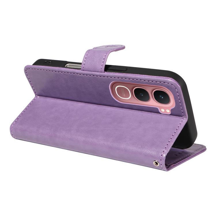 For vivo Y31 5G 2025 / Y21D Cat and Bee Embossed Flip Leather Phone Case