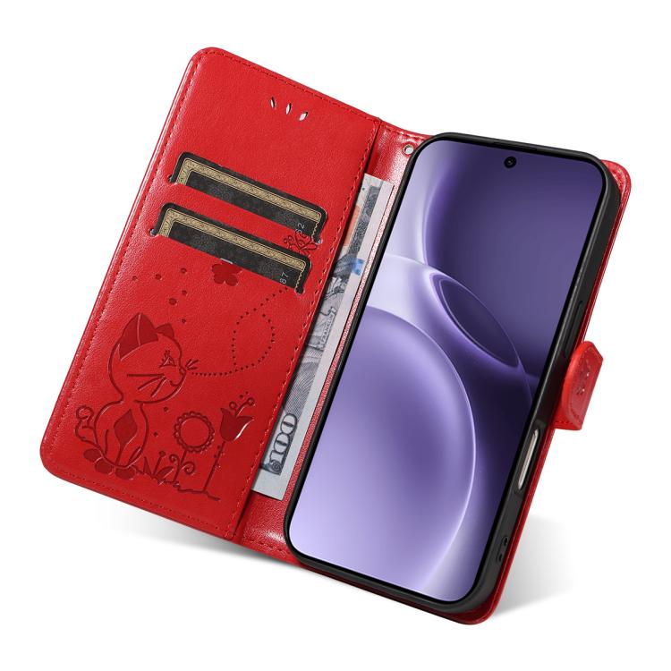 For vivo X300 Pro Cat and Bee Embossed Flip Leather Phone Case