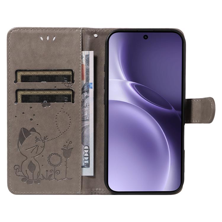 For vivo X300 Pro Cat and Bee Embossed Flip Leather Phone Case
