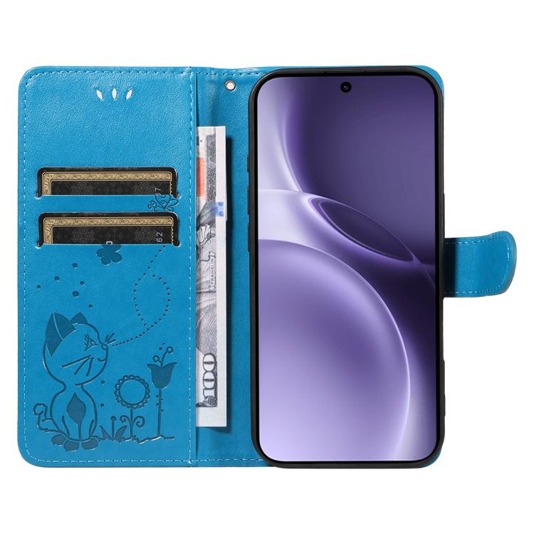 For vivo X300 Pro Cat and Bee Embossed Flip Leather Phone Case