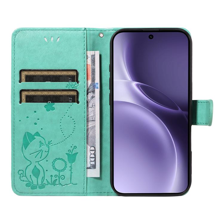 For vivo X300 Pro Cat and Bee Embossed Flip Leather Phone Case