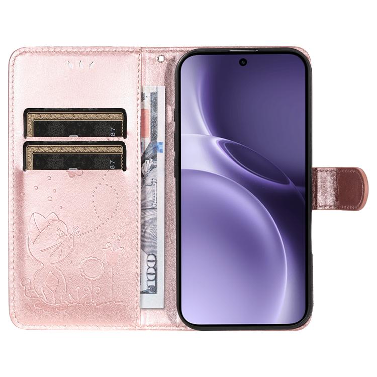 For vivo X300 Pro Cat and Bee Embossed Flip Leather Phone Case