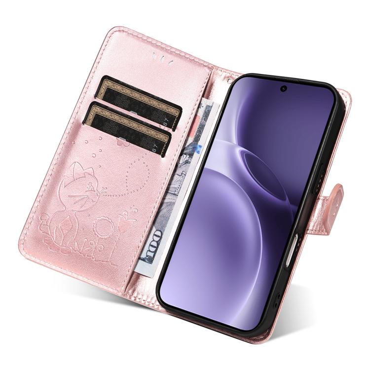 For vivo X300 Pro Cat and Bee Embossed Flip Leather Phone Case