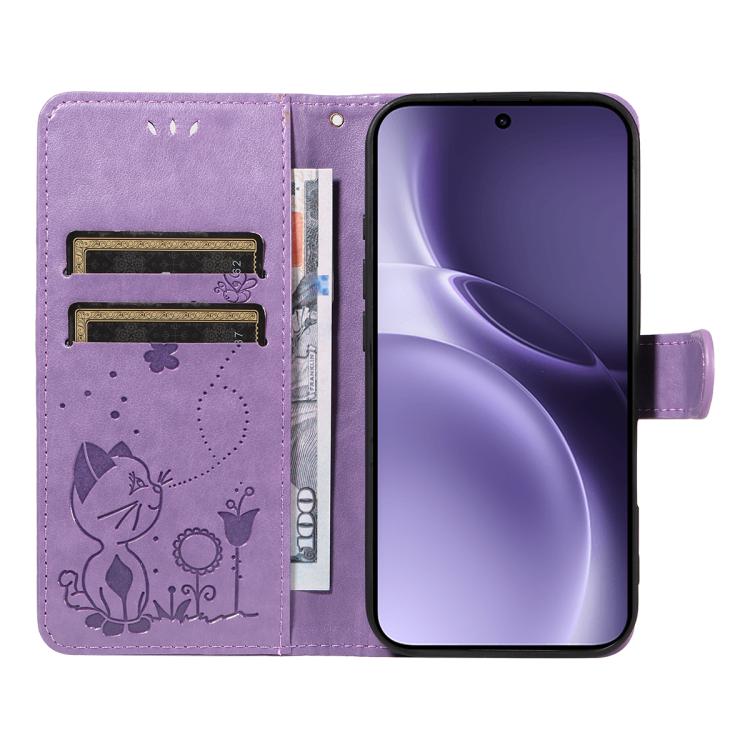 For vivo X300 Pro Cat and Bee Embossed Flip Leather Phone Case