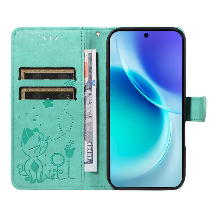 For vivo X300 Cat and Bee Embossed Flip Leather Phone Case