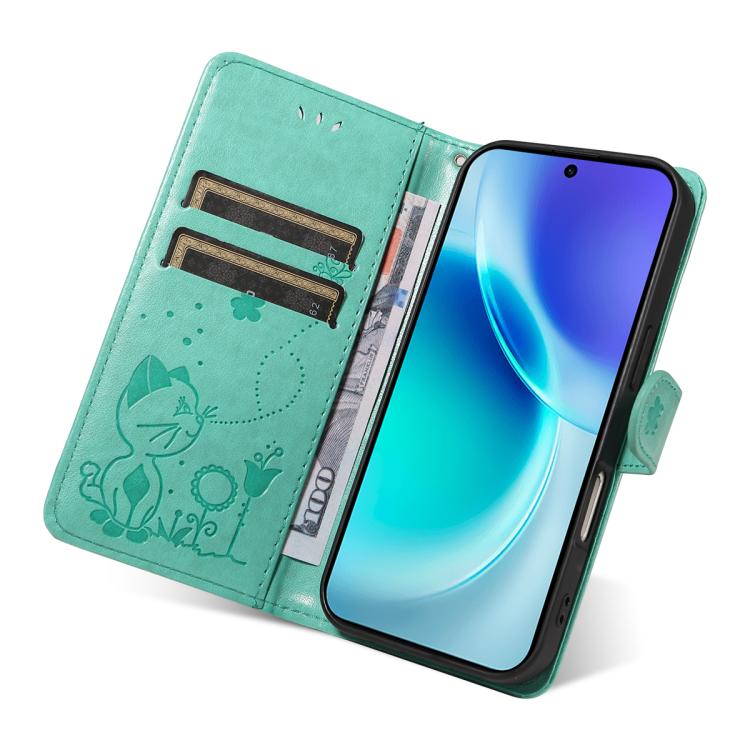 For vivo X300 Cat and Bee Embossed Flip Leather Phone Case