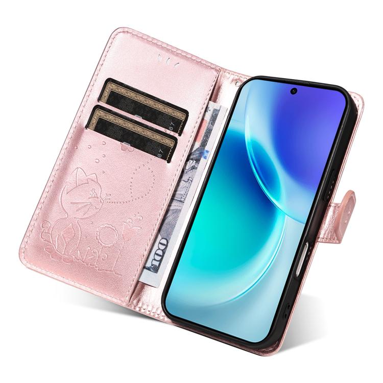 For vivo X300 Cat and Bee Embossed Flip Leather Phone Case