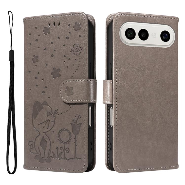 For vivo S50 Pro mini 5G Cat and Bee Embossed Flip Leather Phone Case