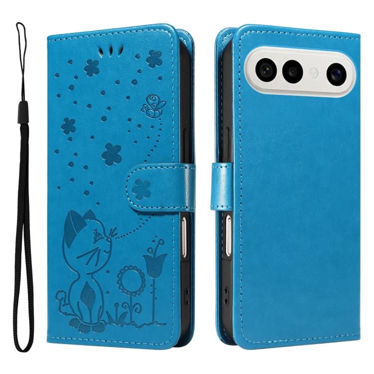 For vivo S50 Pro mini 5G Cat and Bee Embossed Flip Leather Phone Case