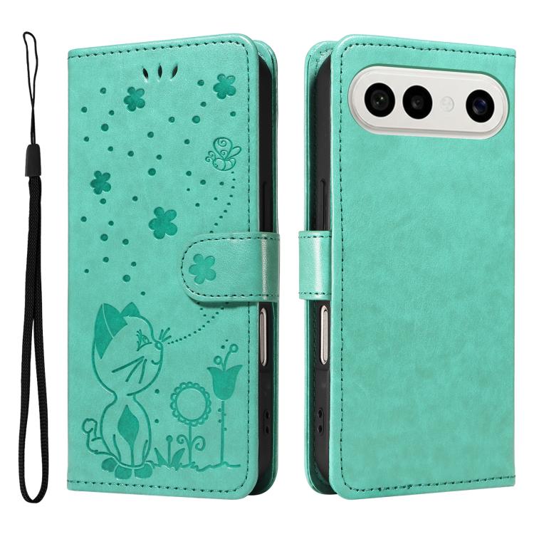 For vivo S50 Pro mini 5G Cat and Bee Embossed Flip Leather Phone Case