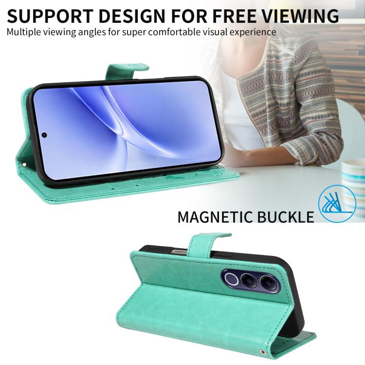 For vivo V70 FE 5G Cat and Bee Embossed Flip Leather Phone Case