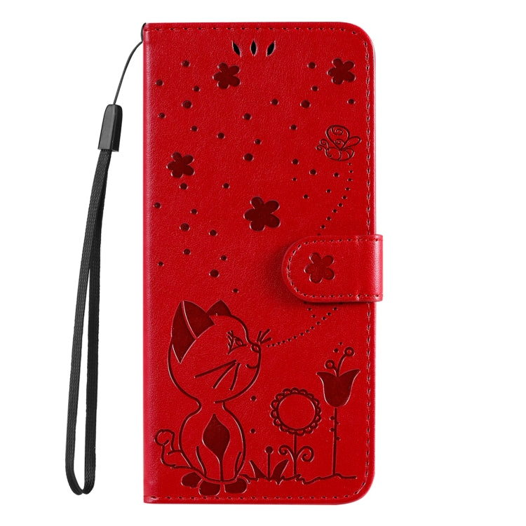 For Galaxy S24 FE 5G Cat and Bee Embossed Flip Leather Phone Case