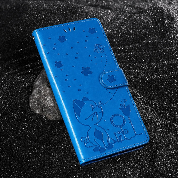For Galaxy S24 FE 5G Cat and Bee Embossed Flip Leather Phone Case