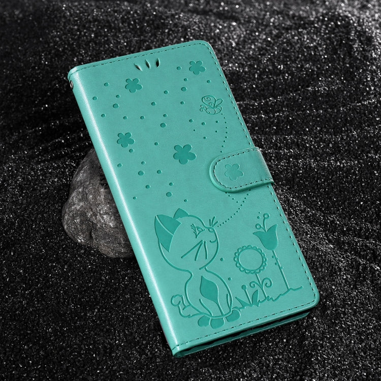 For Galaxy S24 FE 5G Cat and Bee Embossed Flip Leather Phone Case