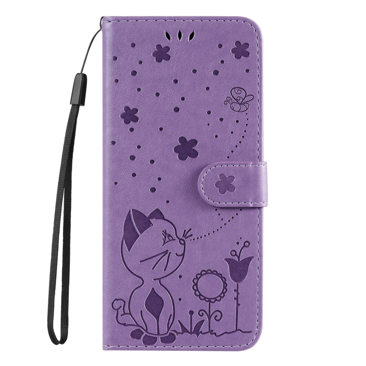 For Galaxy S24 FE 5G Cat and Bee Embossed Flip Leather Phone Case
