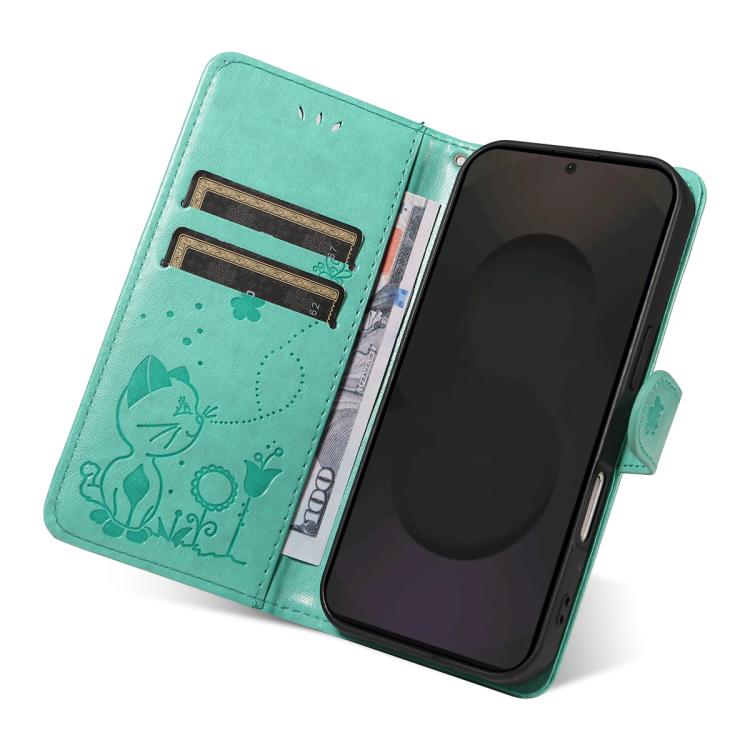 For Galaxy S25 FE 5G Cat and Bee Embossed Flip Leather Phone Case