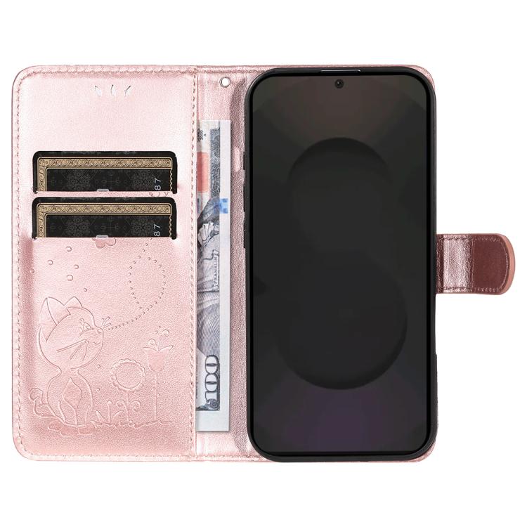 For Galaxy S25 FE 5G Cat and Bee Embossed Flip Leather Phone Case