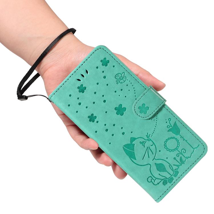 For Galaxy S26 Edge 5G Cat and Bee Embossed Flip Leather Phone Case