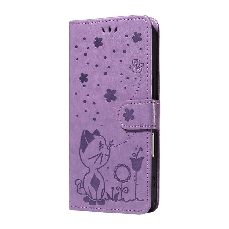 For Galaxy S26 Edge 5G Cat and Bee Embossed Flip Leather Phone Case
