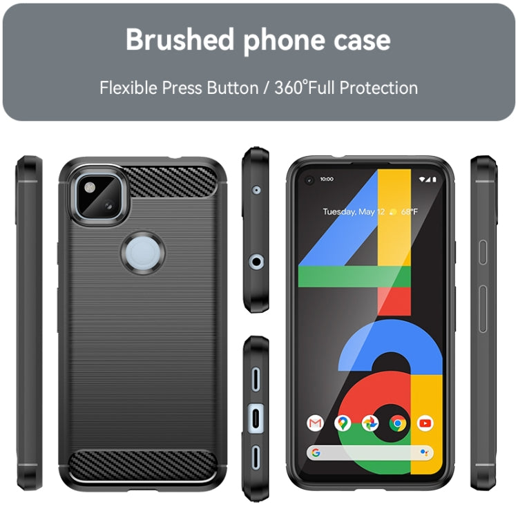 For Google Pixel 4a Carbon Fiber Brushed Texture TPU Phone Case