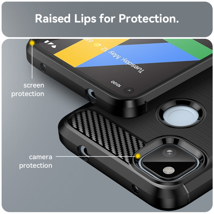 For Google Pixel 4a Carbon Fiber Brushed Texture TPU Phone Case